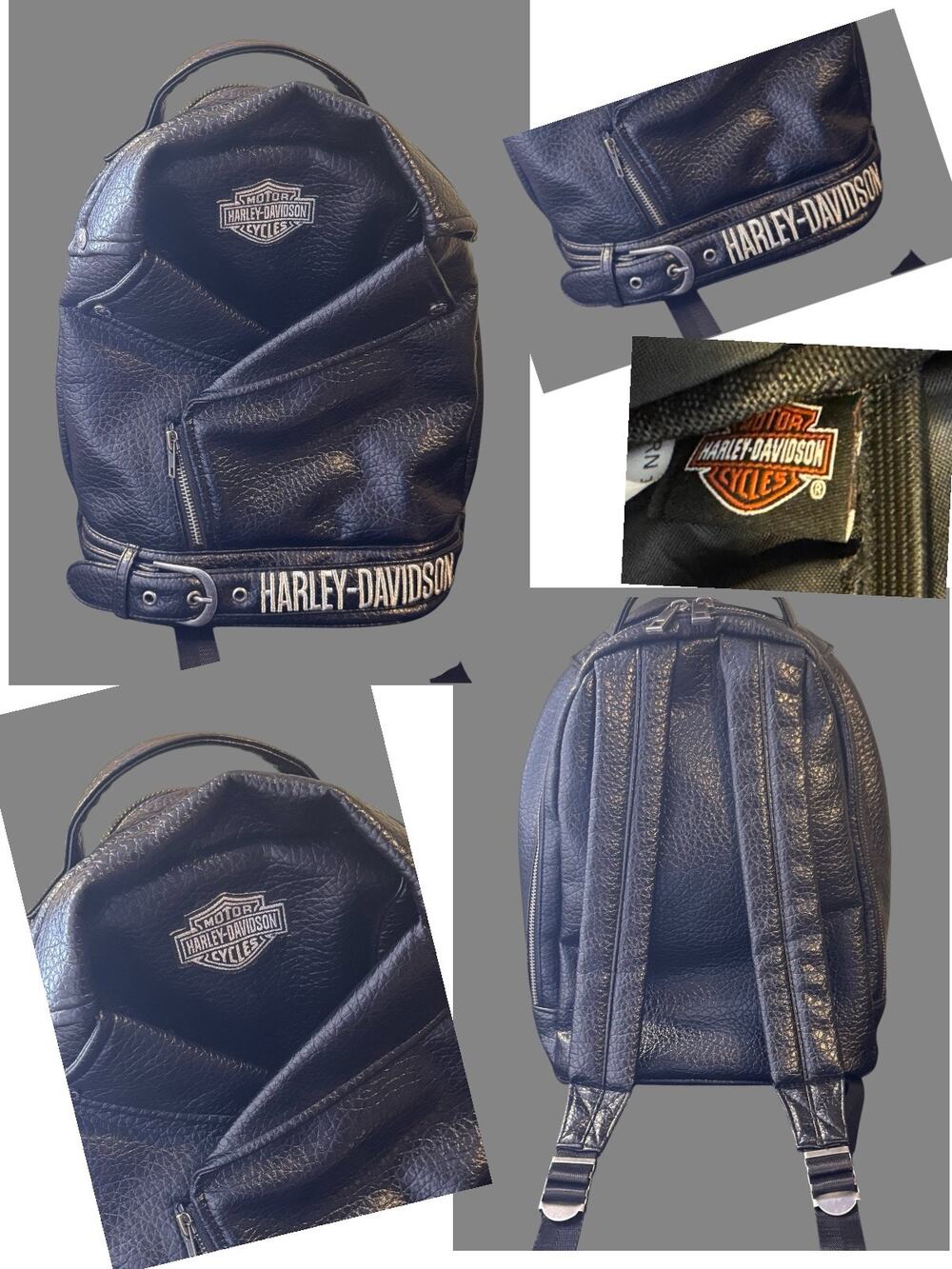 Harley Davidson Riding MC Jacket Embroidered Backpack Purse